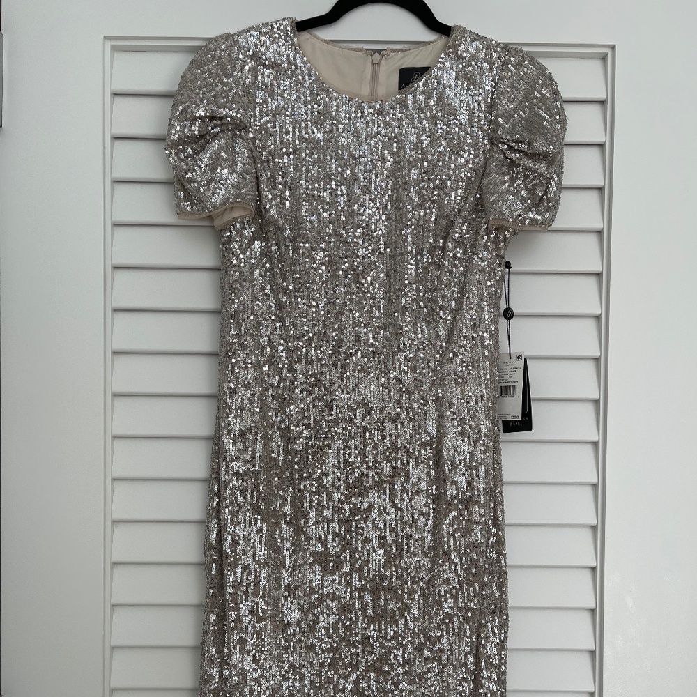 Adrianna Papell Sequin puff sleeve sheath dress